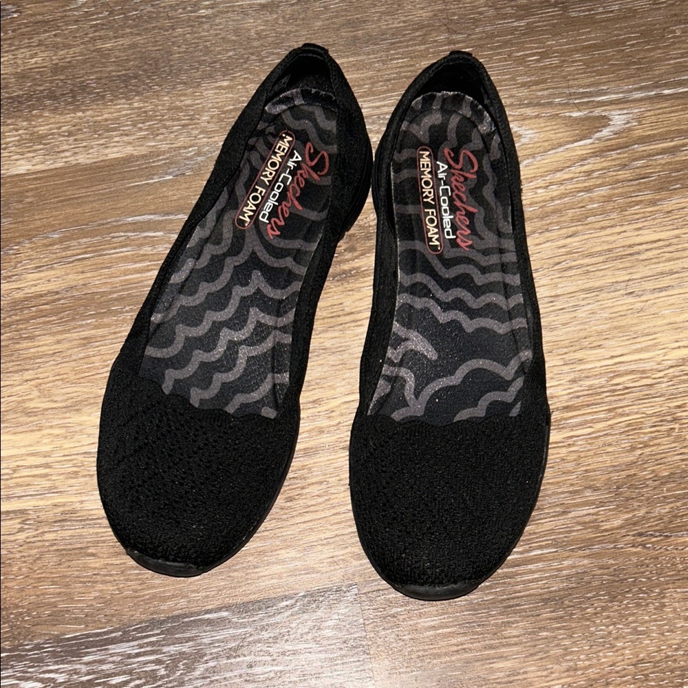 Skechers Memory Foam Women's Black Knit Flats